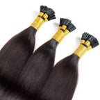 Straight I-Tip Hair Extensions - Black #1B