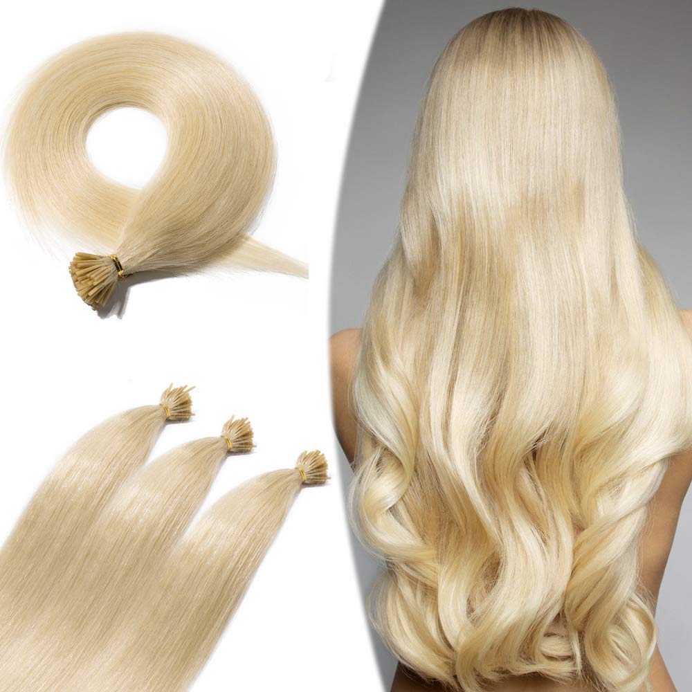 Straight I-Tip Hair Extensions - Platinum Blonde 1001