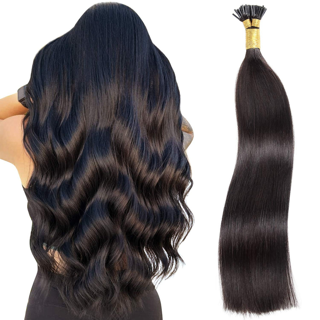 Straight I-Tip Hair Extensions - Black #1B
