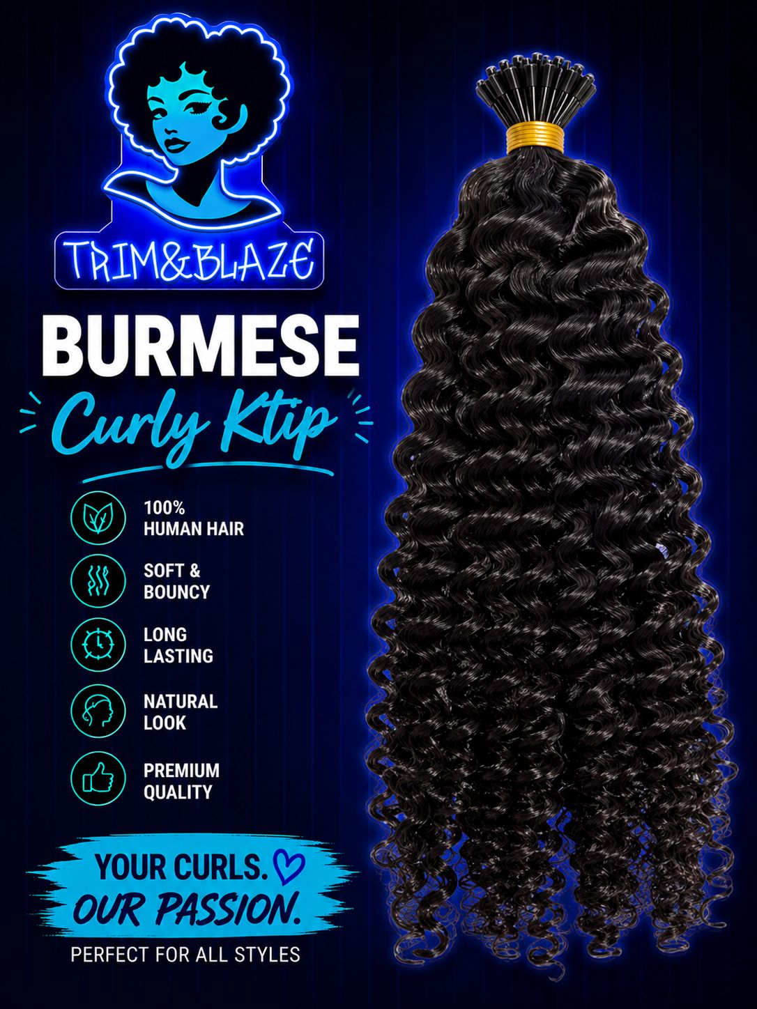 K-Tip Hair Extensions - Burmase Curly