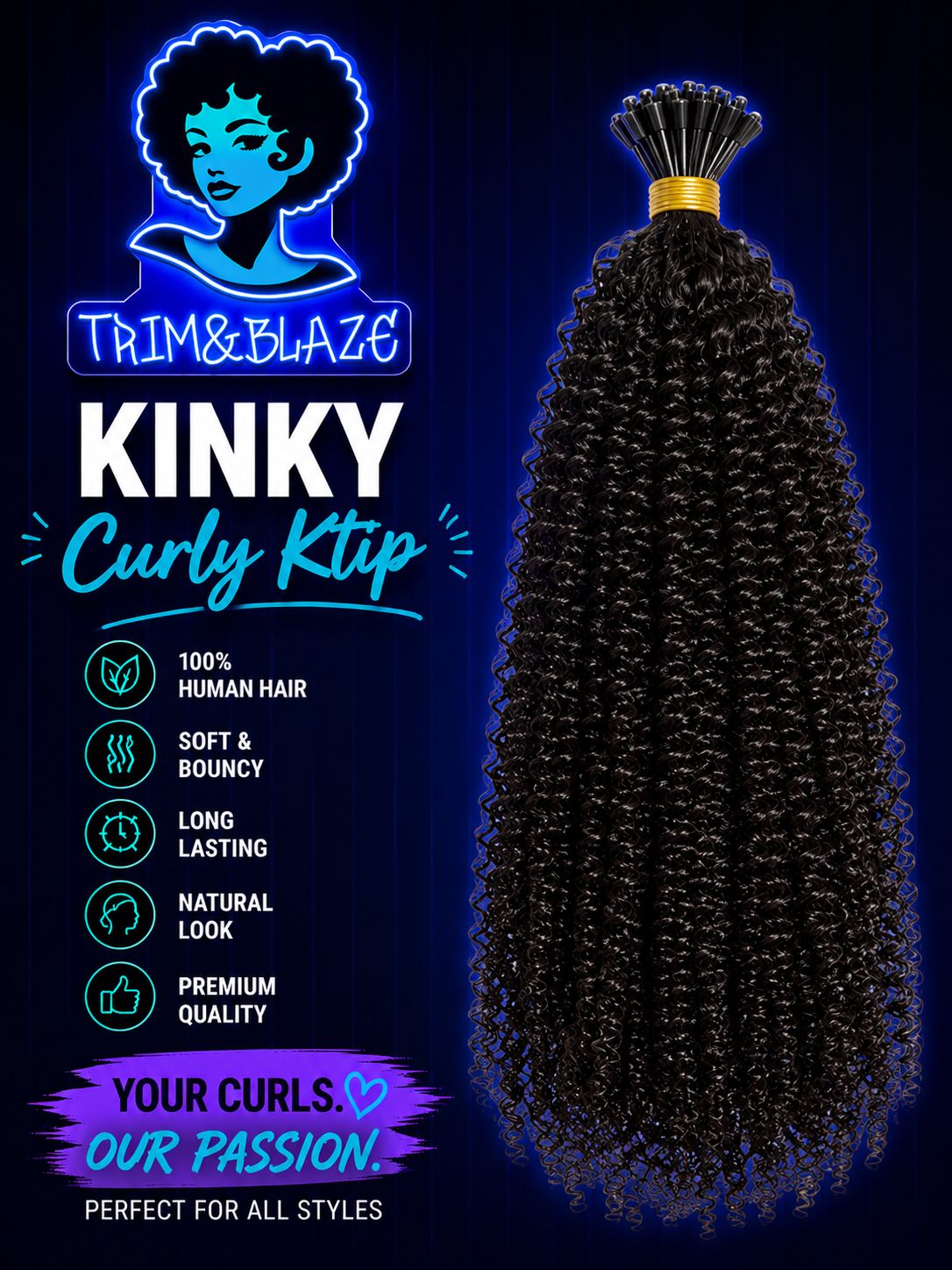 K-Tip Hair Extensions - Kinky Curly